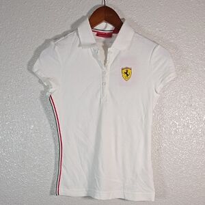 Ferrari Womens White Polo Shirt